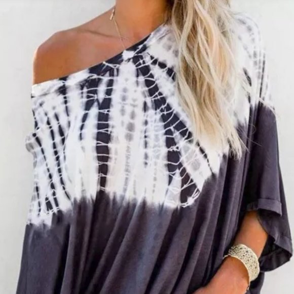 Classy Cozy Cool Tops - Beautiful Tie Dye Navy/White top